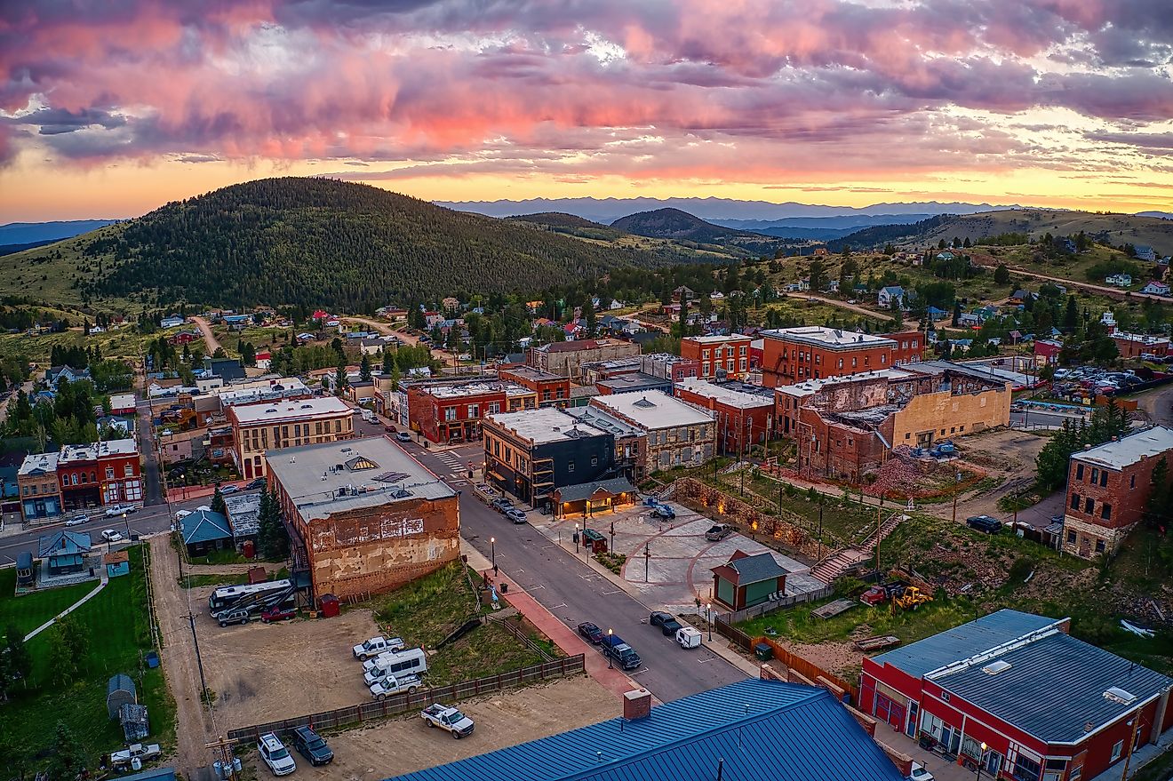 Aerial view of Victor in Colorado's Rocky Mountains.