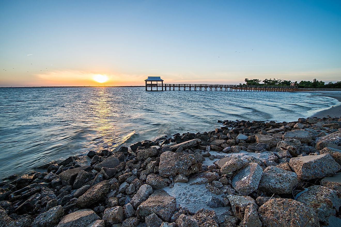 View of the beach along Henderson Point near Long Beach, Mississippi.