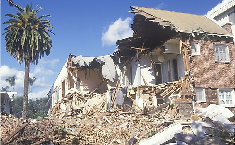 A Santa Monica apartment building destroyed by the Northridge earthquake in 1994.