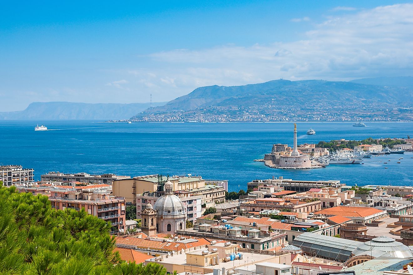 The Strait of Messina seen from Messina, Sicily.