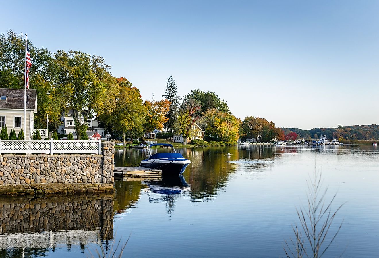 Waterside homes in Essex, Connecticut.