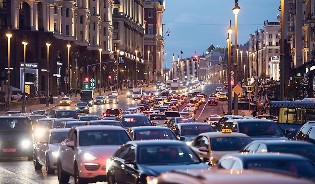 Traffic congestion in Moscow. Editorial credit: Savvapanf Photo / Shutterstock.com