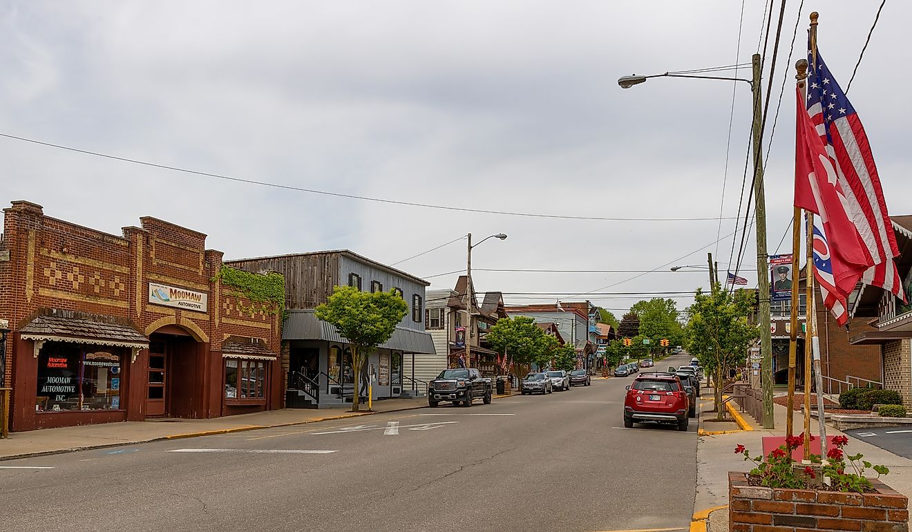 The downtown Swiss tourist village of Sugarcreek, Ohio. Image credit Dee Browning via Shutterstock
