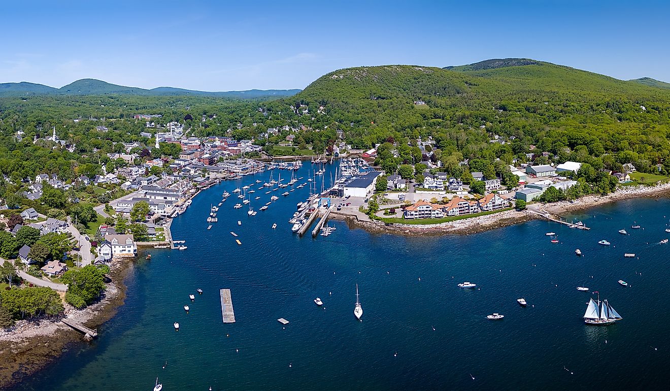 Aerial view of Camden, Maine.