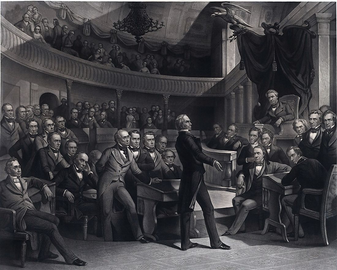 Kentucky Senator Henry Clay addressing the US Senate with his plan, the Compromise of 1850.