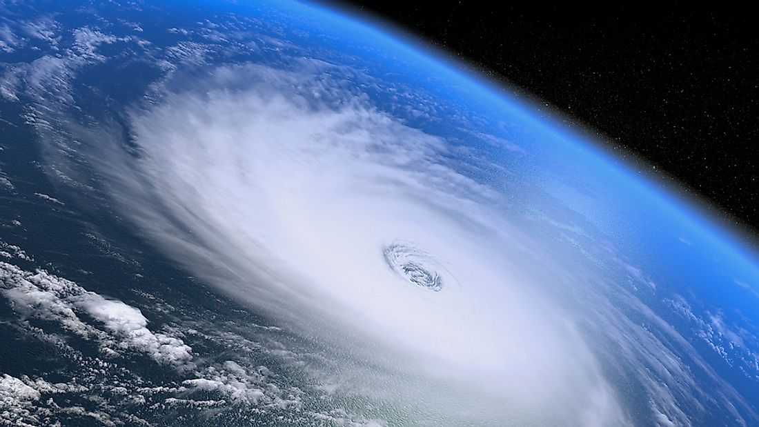 A hurricane seen from outer space. 