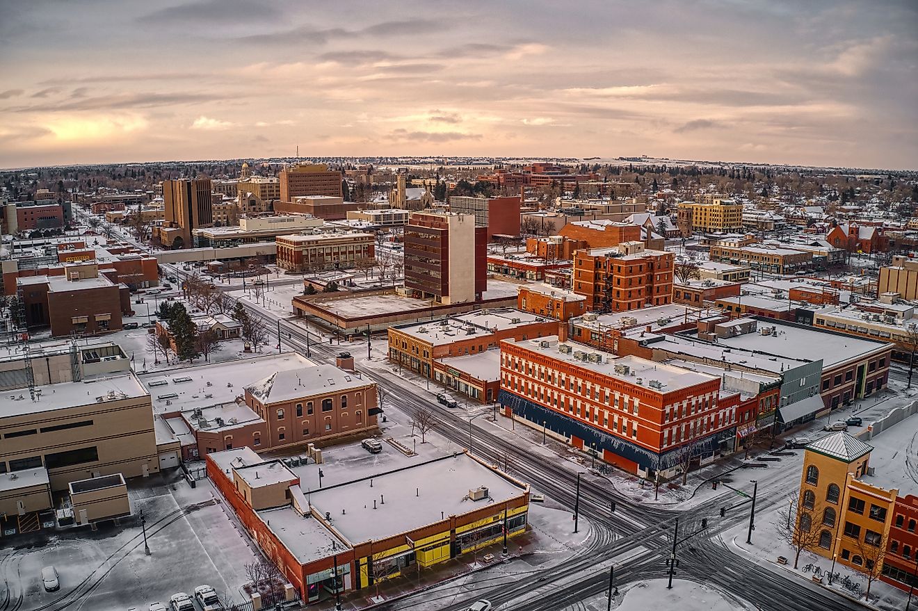 Aerial view of Cheyenne in Wyoming.