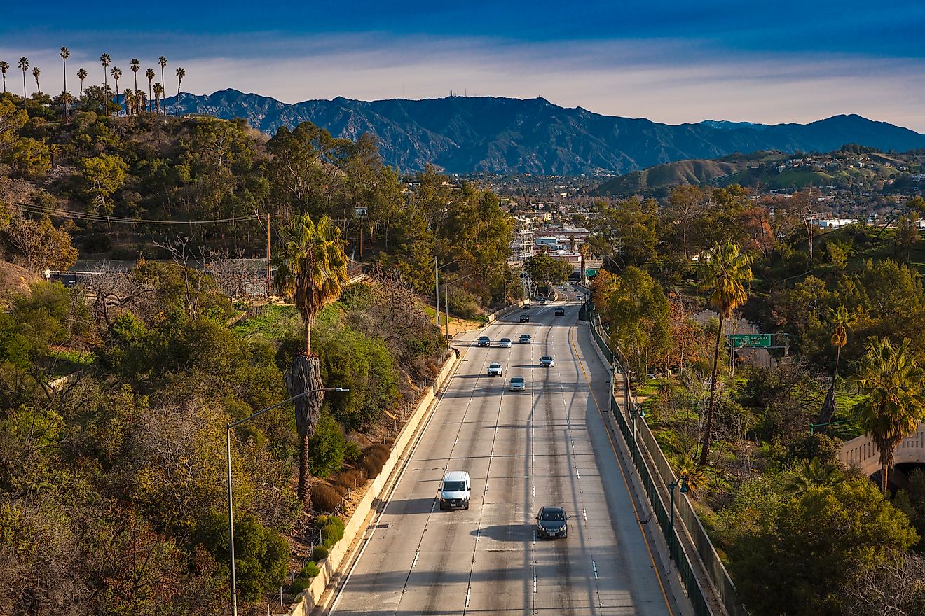 Pasadena Freeway (Arroyo Seco Parkway) CA 110 leads to downtown Los Angeles.