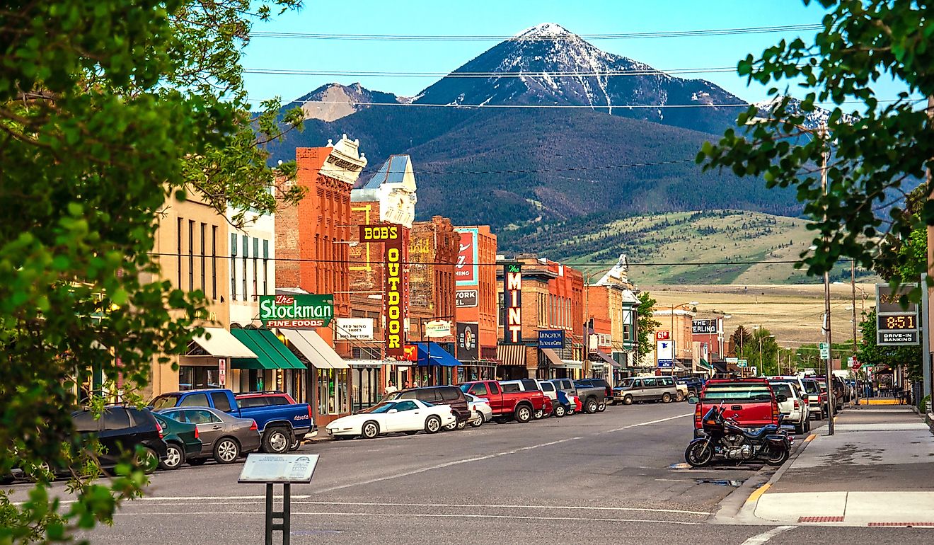 The historic center of Livingston, Montana. Image credit Nick Fox via Shutterstock. 