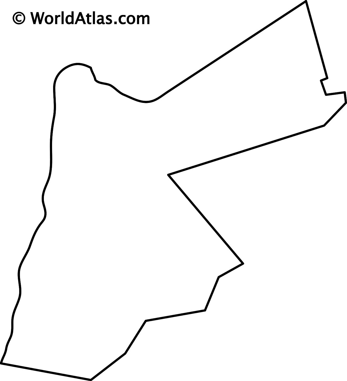 Mapa de contorno en blanco de Jordania