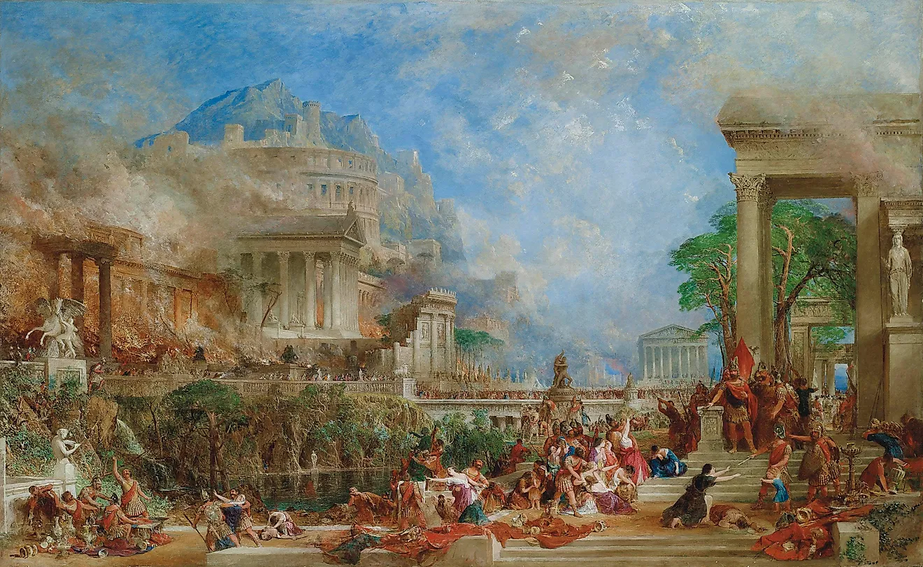 The Sack of Corinth by the Romans. Illustration by: Thomas Allom.