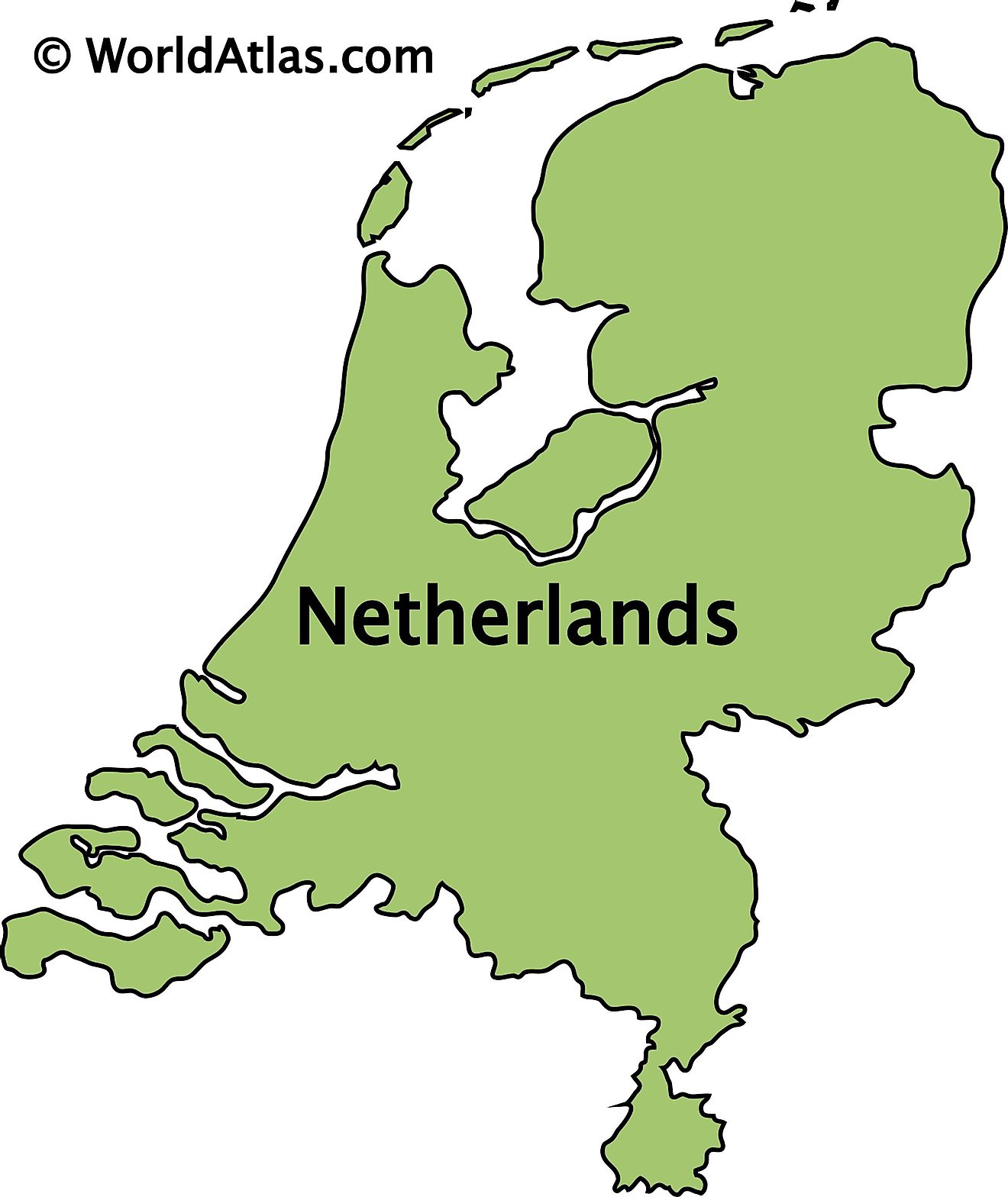 Mapa de contorno de los Países Bajos