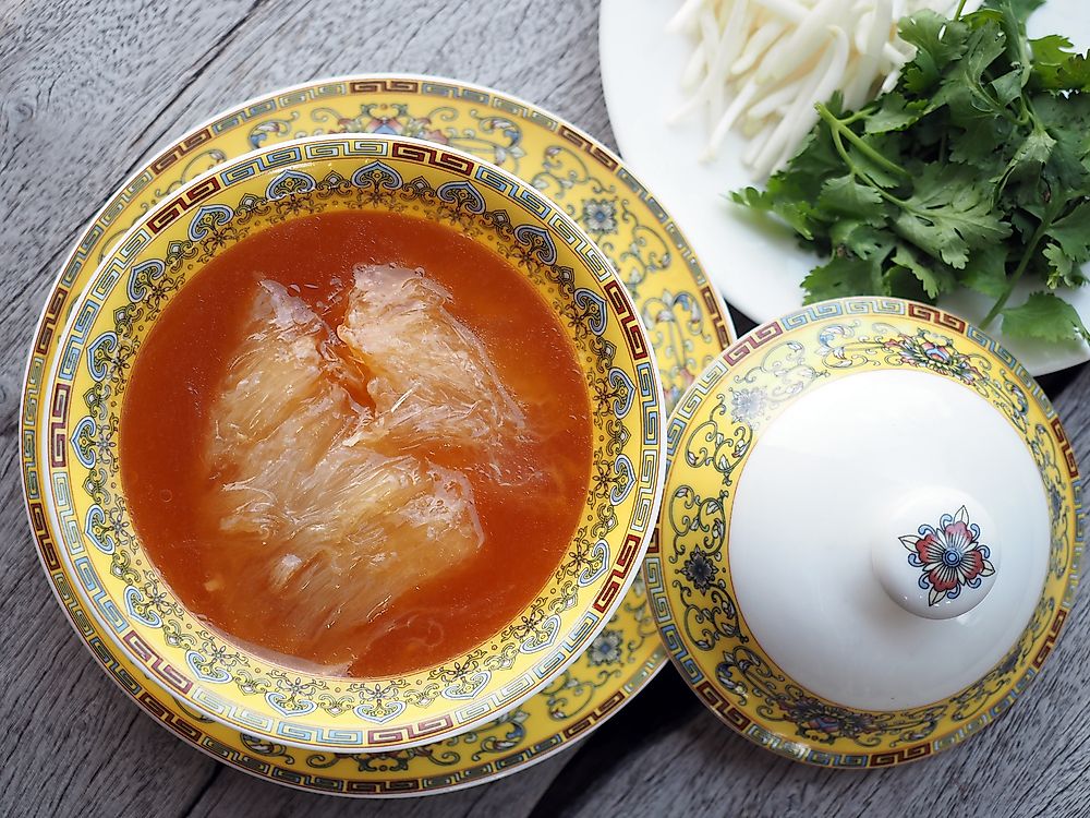 A bowl of traditional Chinese shark fin soup.