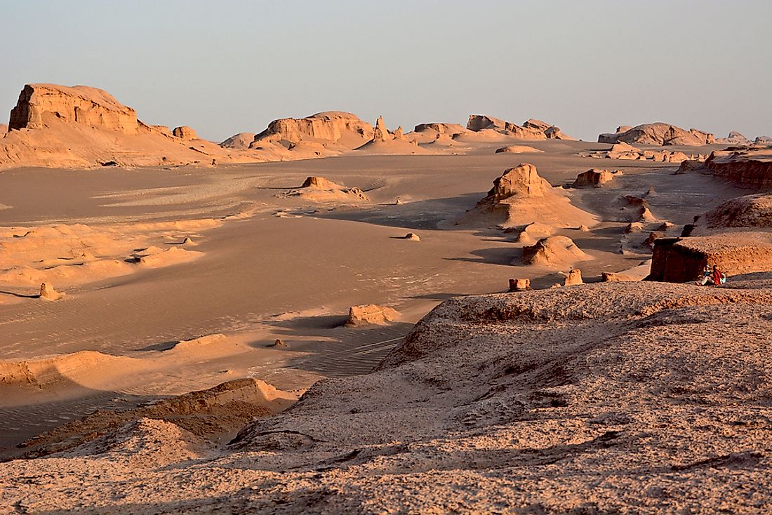 The Dasht-e Lut Desert is famous for its stunning landscape, including the sand dune formations. 