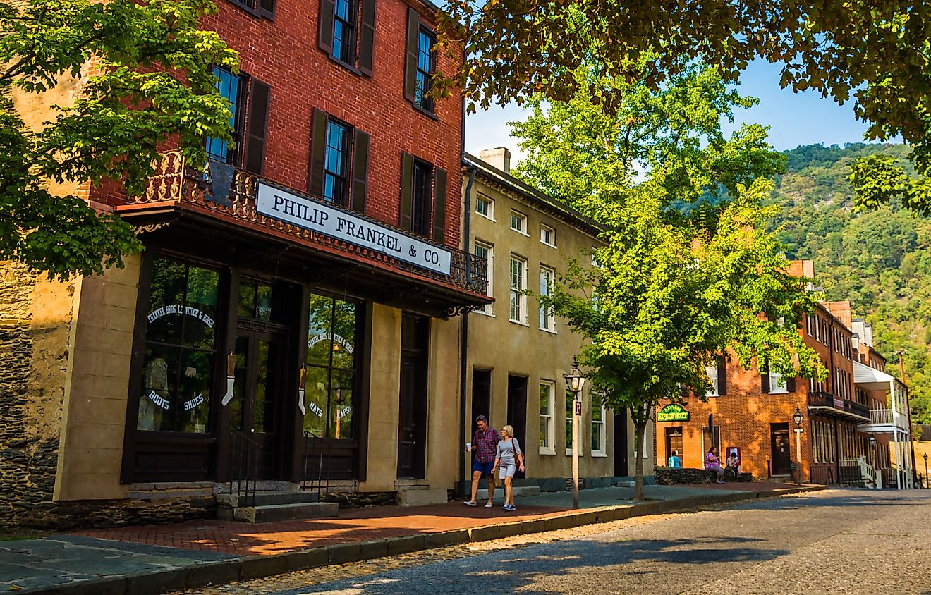 Historic buildings along Shenandoah Street in Harper's Ferry, West Virginia