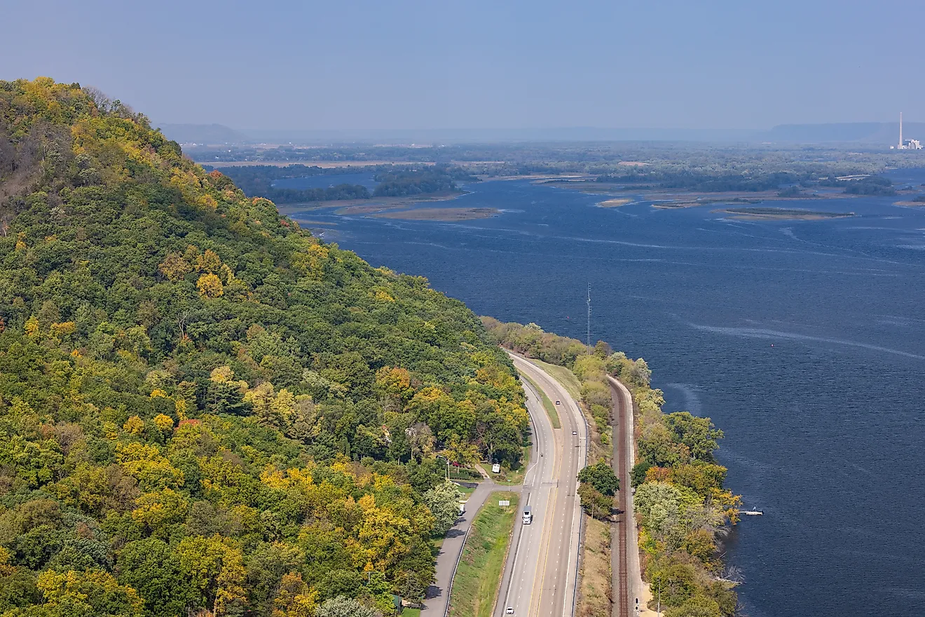 Autumn landscape along the Mississippi River.