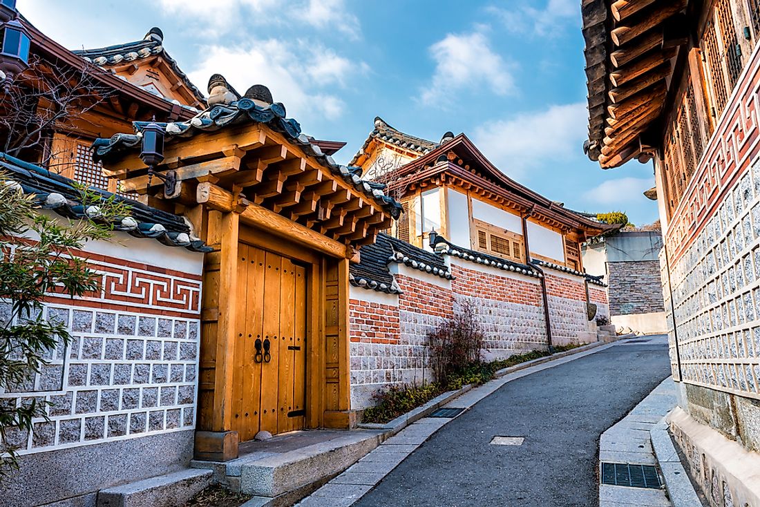 Traditional Korean houses in Seoul, South Korea. 