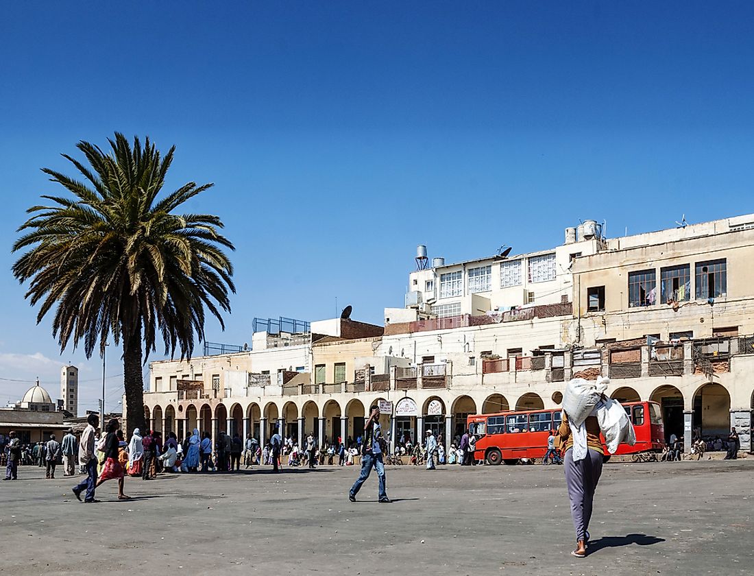 Shoppers in the city center of Asmara, Eritrea. 