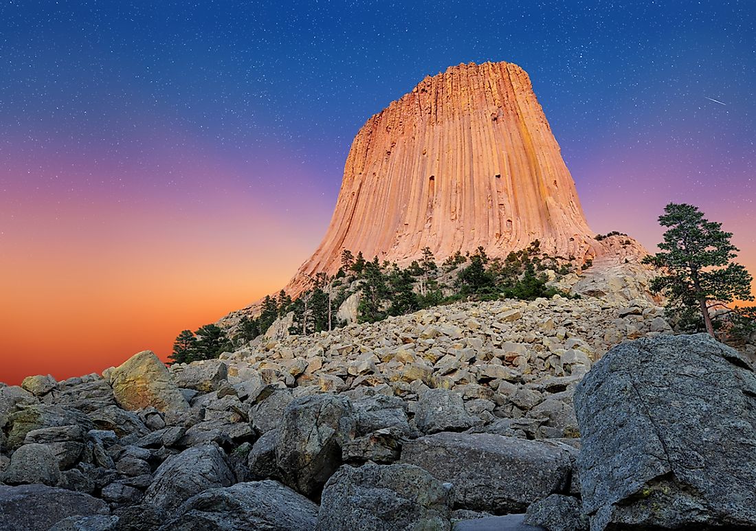 The Devil’s Tower rises 5,112 feet above sea level.