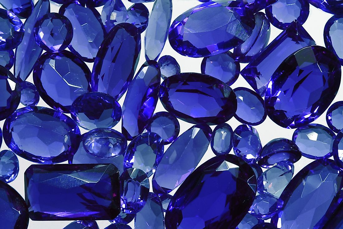 A group of blue sapphires. 