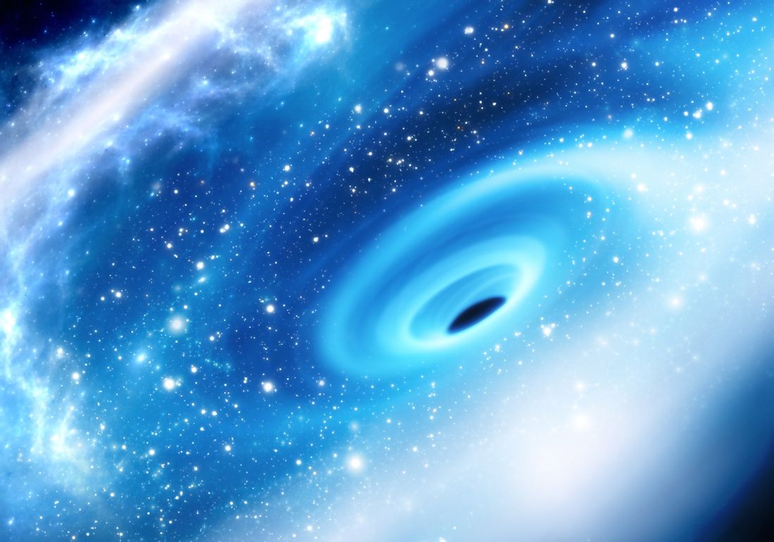 Black holes grow in size by absorbing any dust particles and gas from the galaxy near them.
