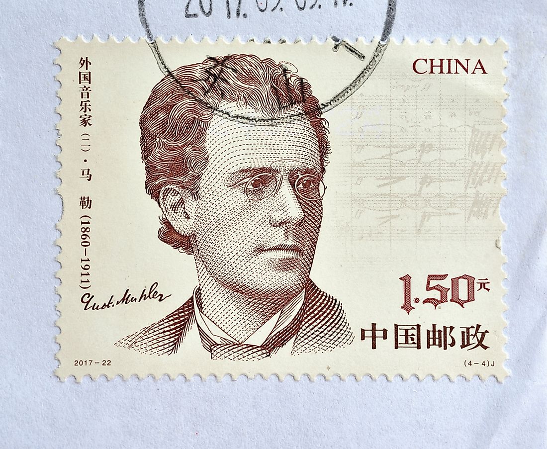 A stamp from China showing Gustav Mahler. Editorial credit: Joinmepic / Shutterstock.com. 