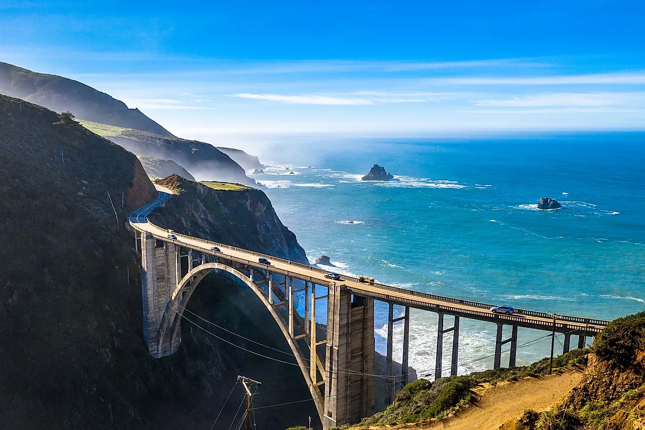 Bixby Bridge and Pacific Coast Highway near Big Sur, California.