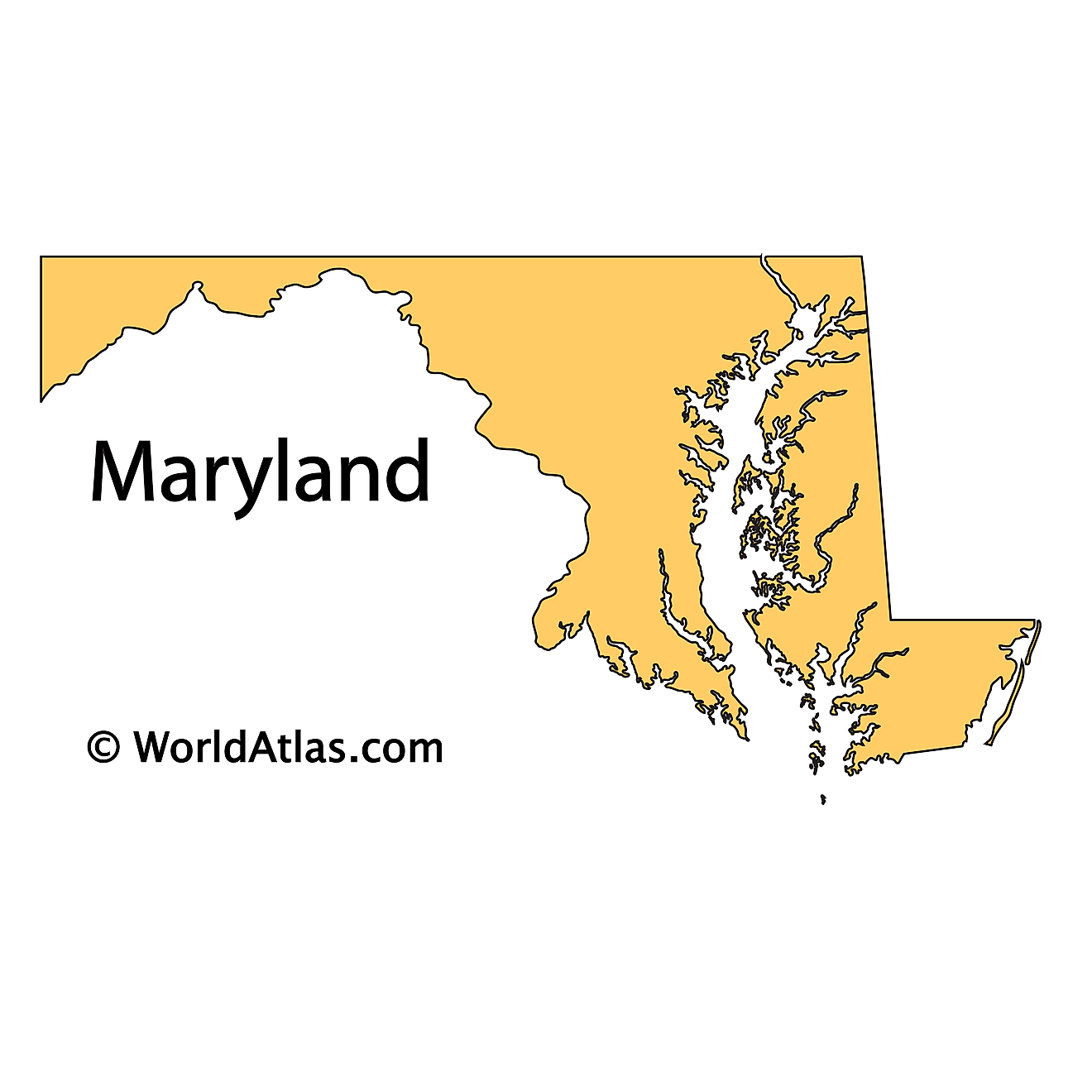 Outline Map of Maryland