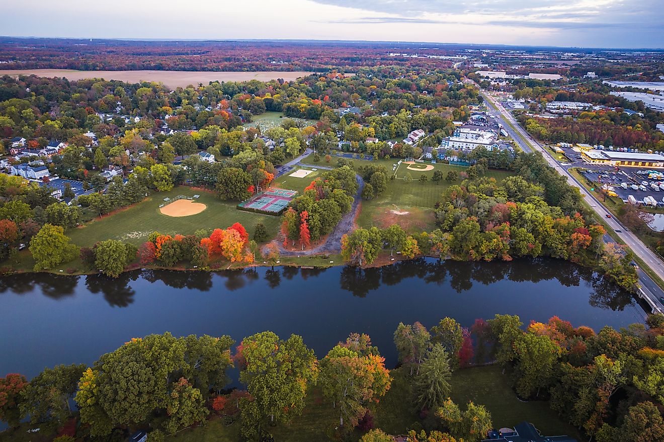 Aerial view of Cranbury, New Jersey.