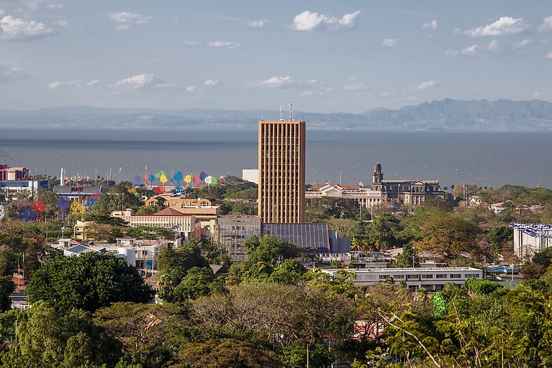The cityscape of Managua, Nicaragua. 