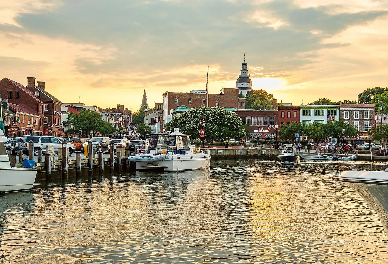 Annapolis, Maryland harbor, on a summer afternoon.