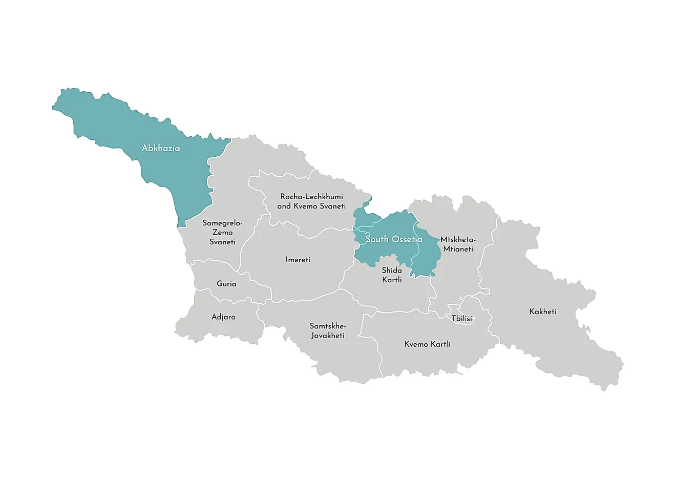 A map showing South Ossetia's location within Georgia. 