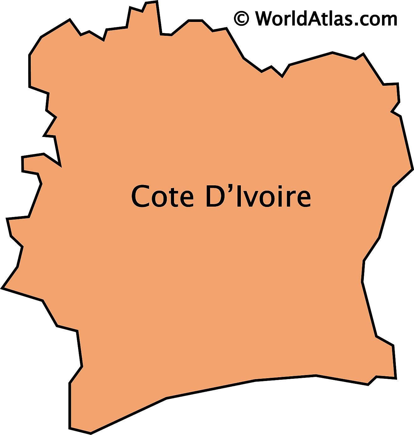 Outline Map of Ivory Coast