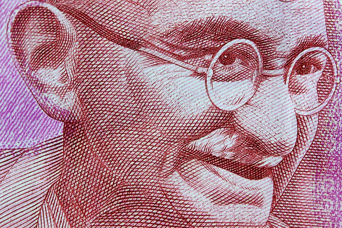 Gandhi on an Indian rupee bill. 