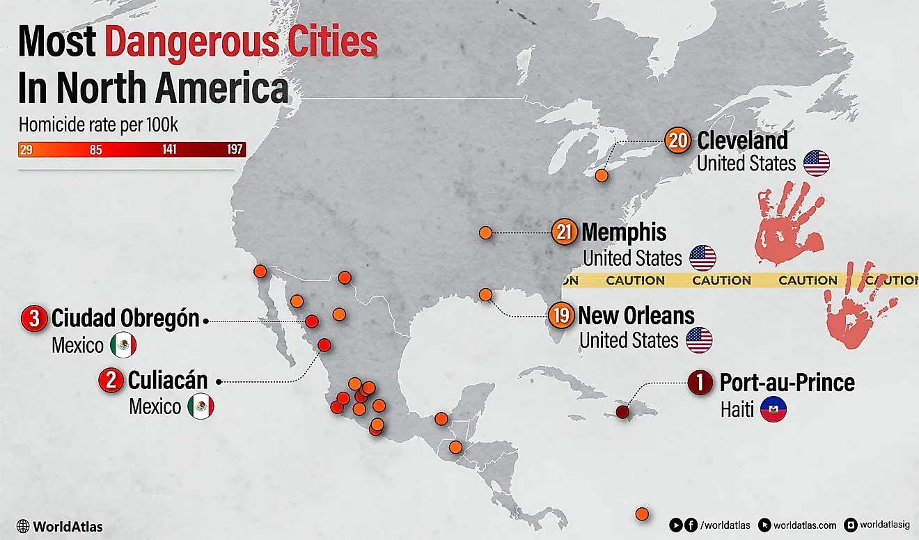 infographic of the most dangerous cities in the world