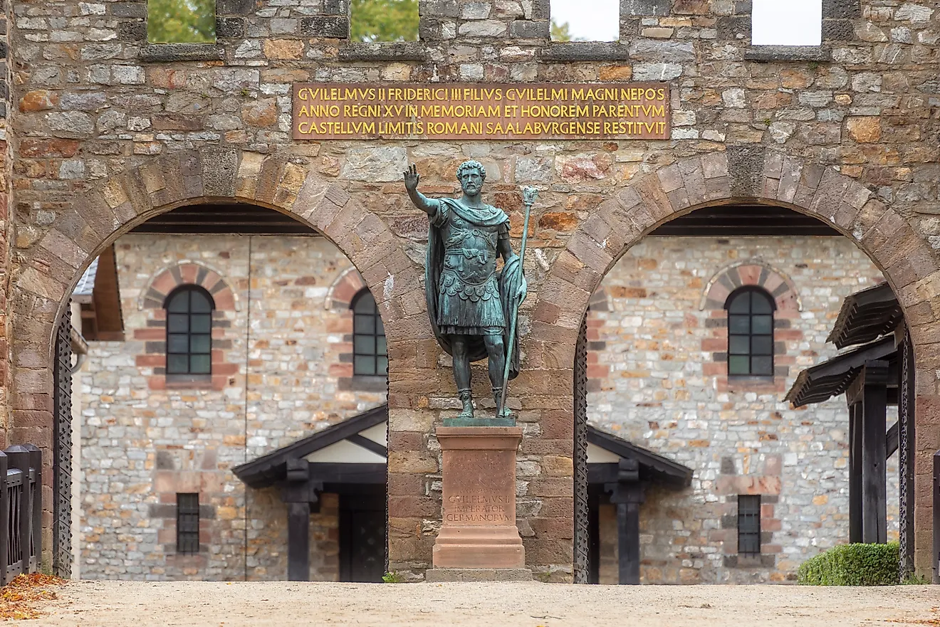 Entrance gate to the "Saalburg," a restored Roman fort in Germany. Image credit: Frank Wagner / Shutterstock.com.