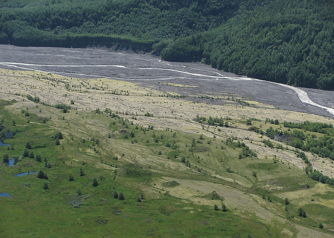 The Toutle River in Washington, USA is an example of a braided river, or channel.  