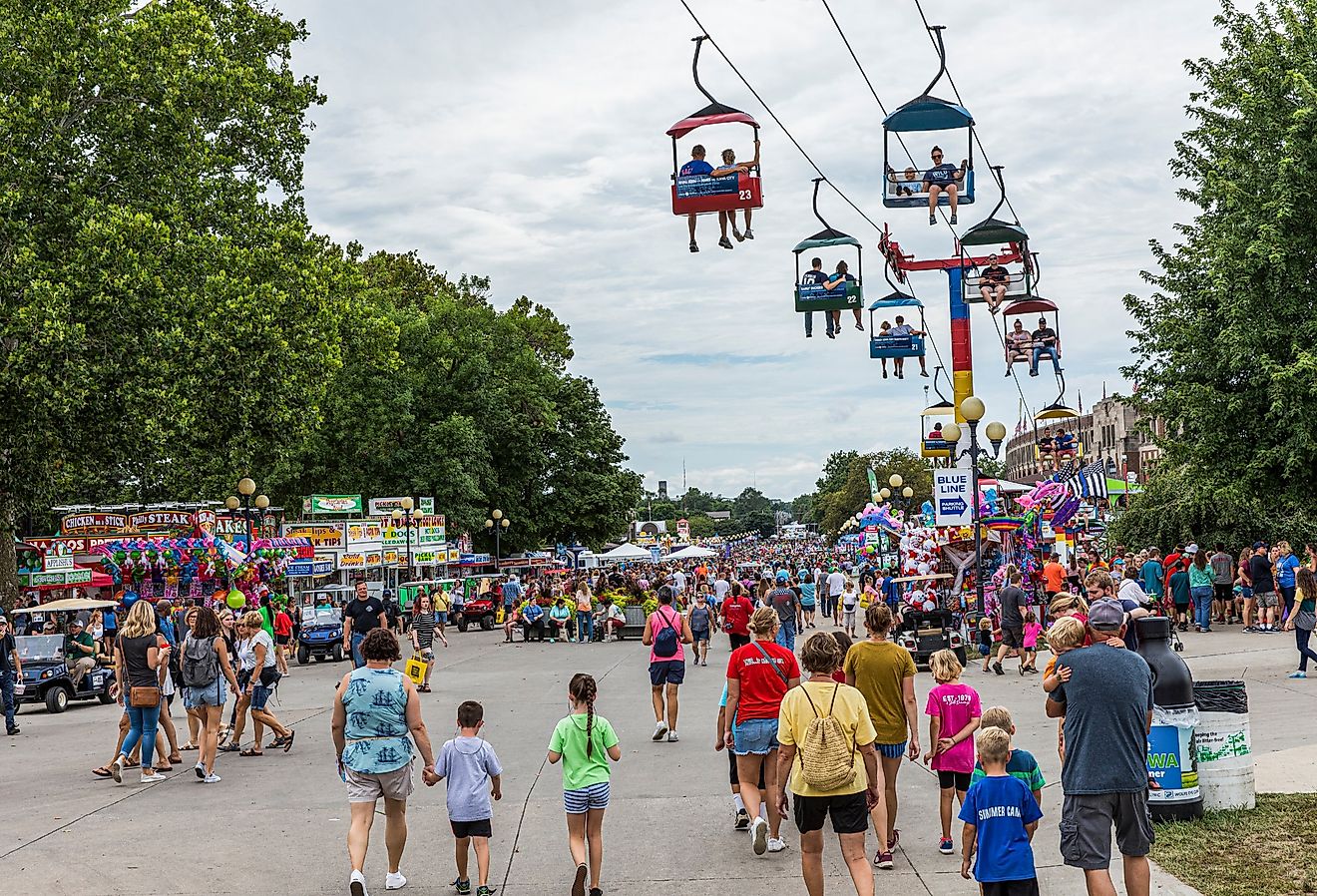 People attend the Iowa State Fair Des Moines, Iowa. Image credit David Papazian via Shutterstock