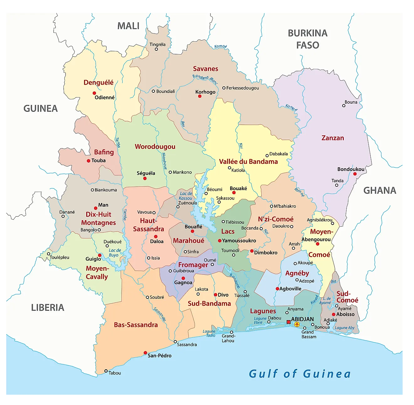 Political Map Of Ivory Coast With Roads And Major Cit - vrogue.co