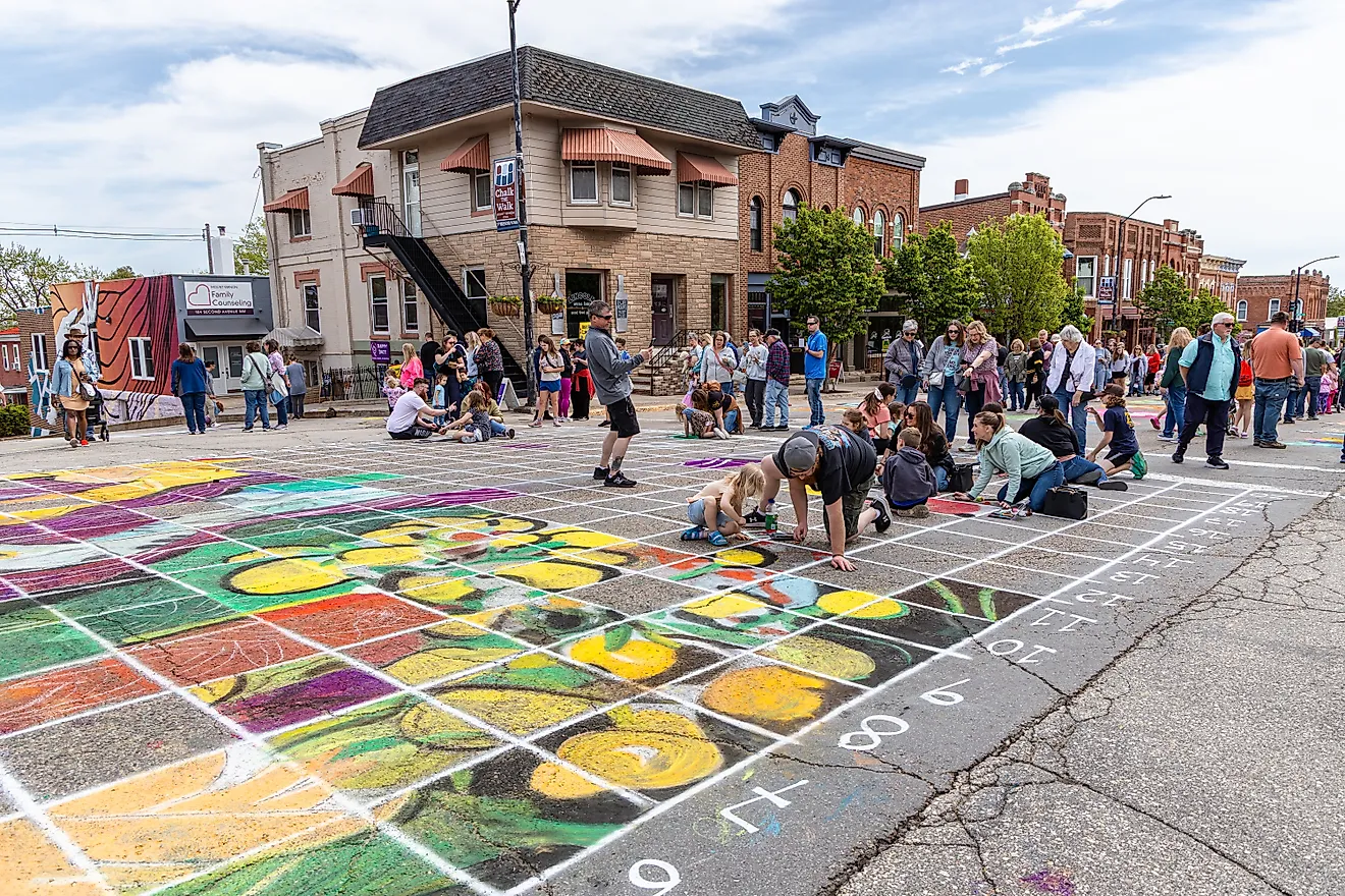 Chalk the Walk in Mount Vernon, Iowa. Image credit: Jessica Connery / Shutterstock