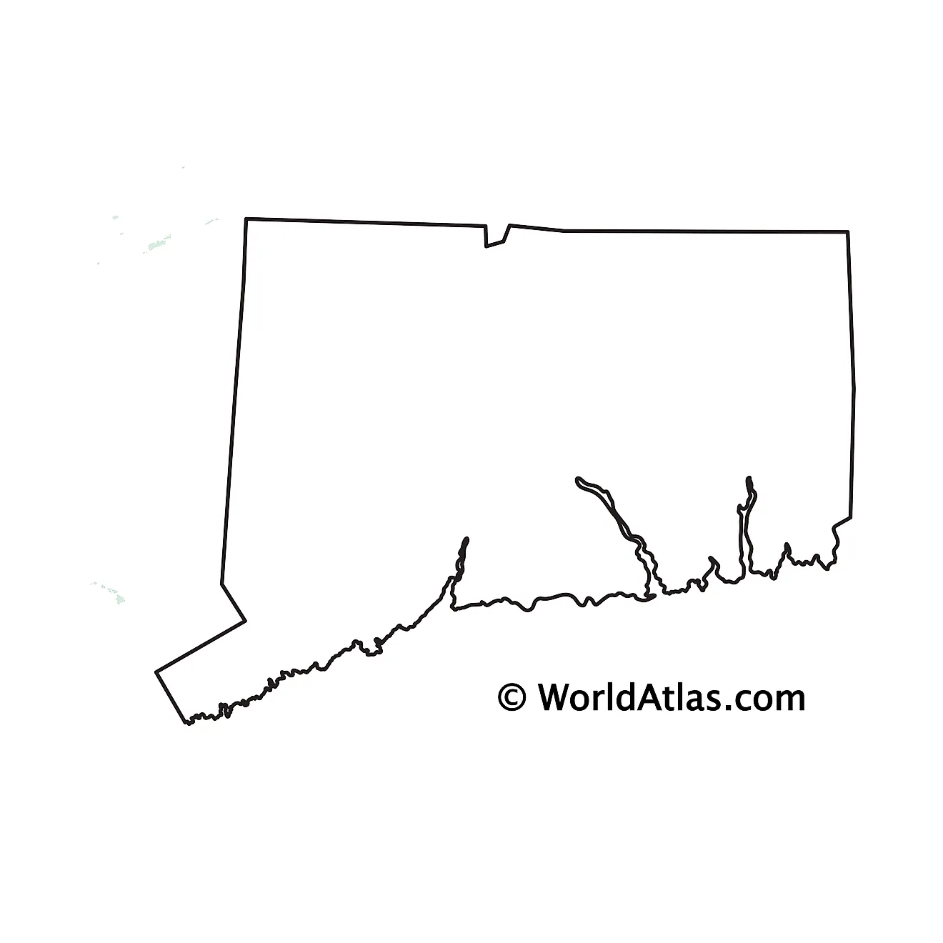 Mapa de contorno en blanco de Connecticut