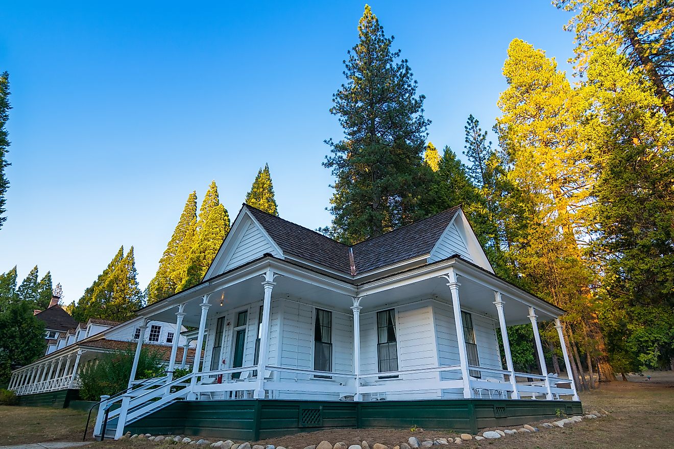  Beautiful view of the historic Wawona Hotel, located in Yosemite National Park is part of the American National Historic Heritage. Wawona, California