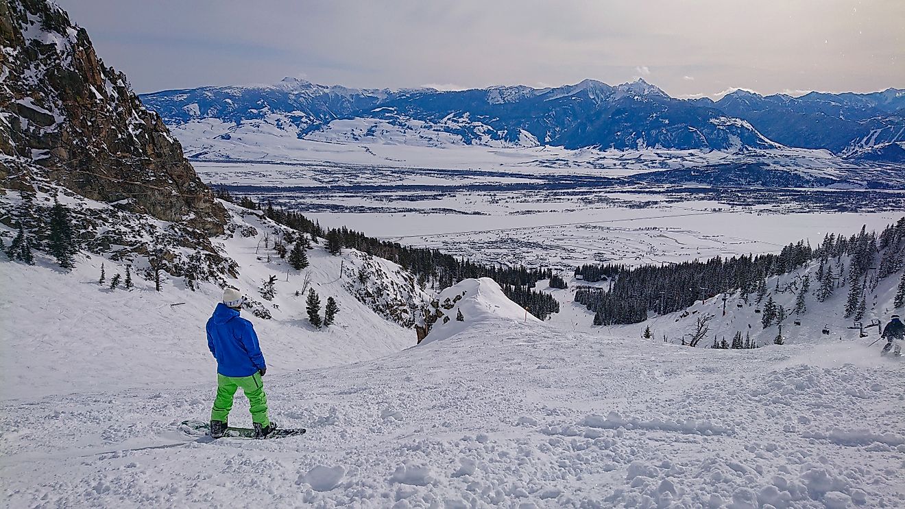 Ski resort slope overlooking Jackson, Wyoming