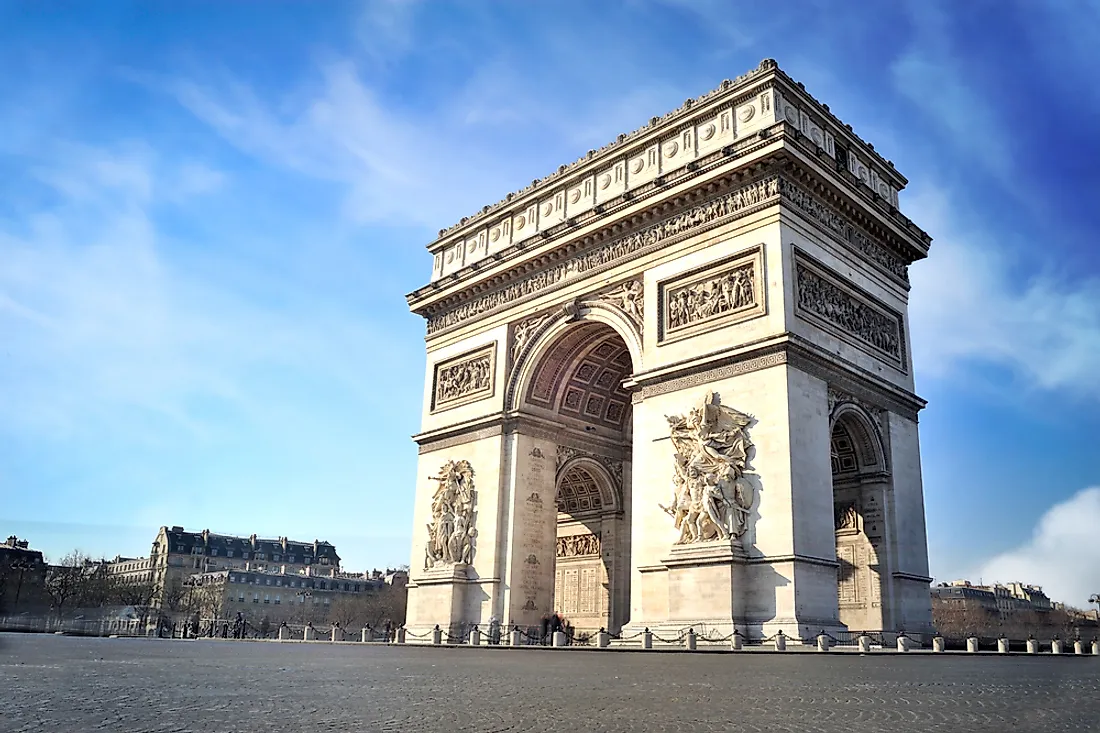 The majestic Arc de Triomphe, Paris.