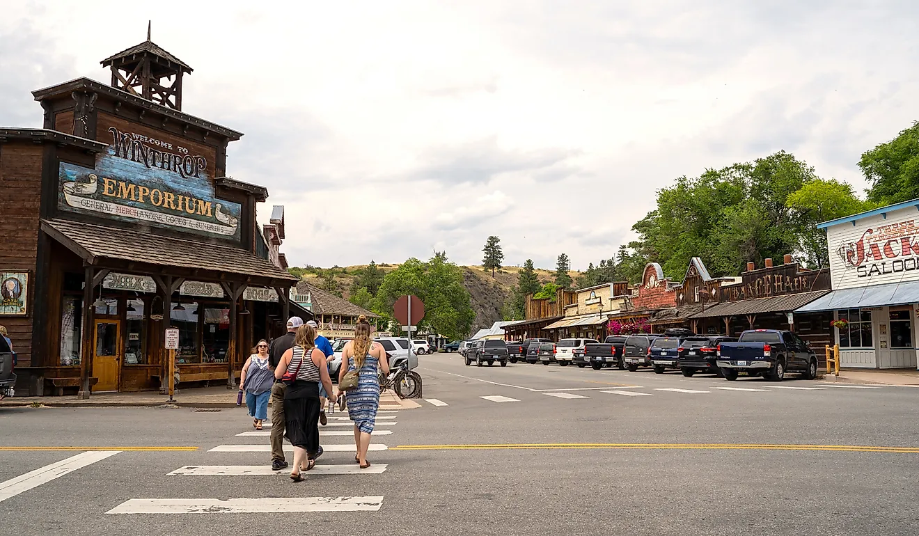 Street view of downtown Winthrop, Washington. Editorial credit: melissamn / Shutterstock.com.