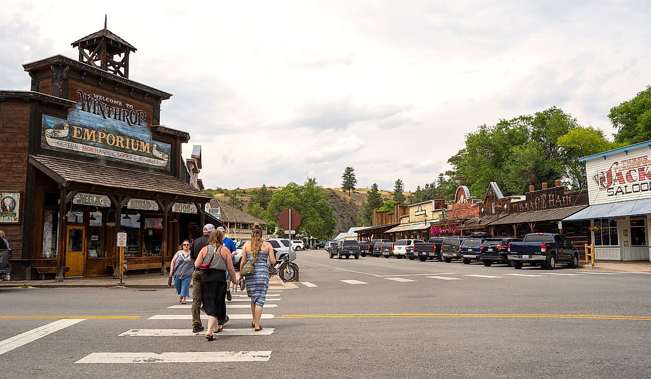 Street view of downtown Winthrop, Washington. Editorial credit: melissamn / Shutterstock.com.