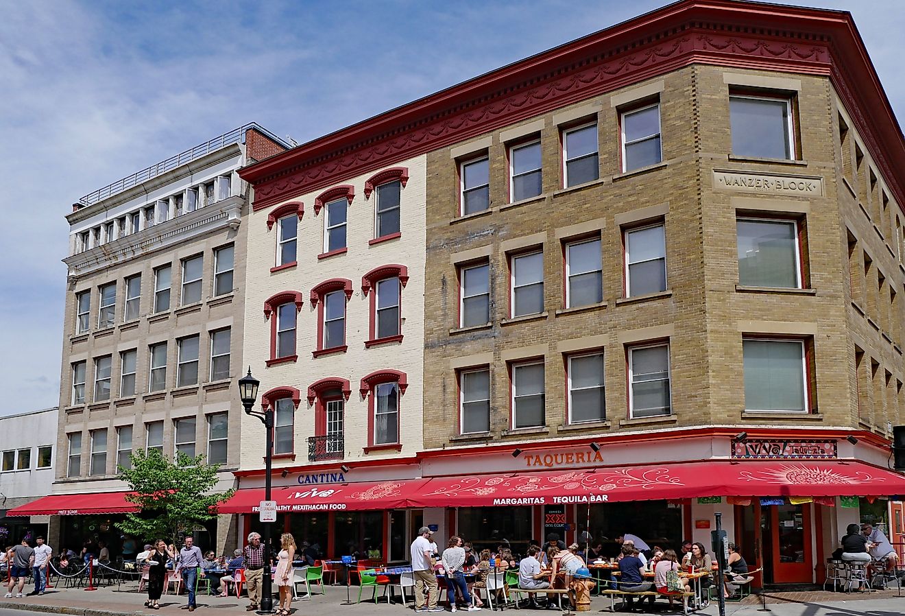 Ithaca, the home of Cornell University, has a lively downtown with shopping and restaurants. Editorial credit: Spiroview Inc / Shutterstock.com