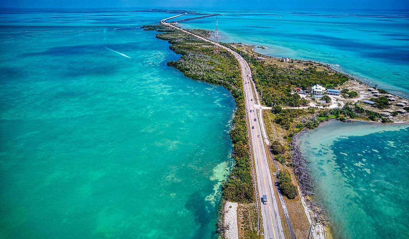 The Overseas Highway in the Florida Keys, also known as the Florida Keys Scenic Highway.