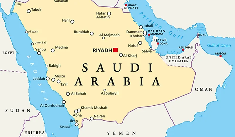 Saudi Arabia's position within the Middle East. 