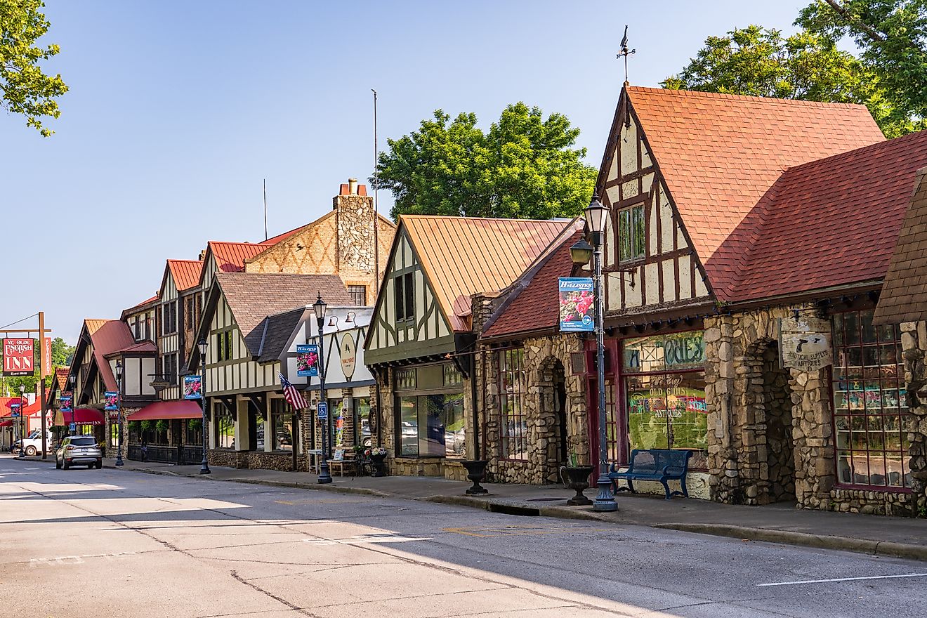 Historic Downing Street Across from Railroad Tracks - Hollister, MO. Editorial credit: Rosemarie Mosteller / Shutterstock.com